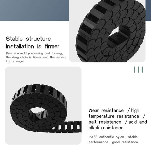 Nylon Drag Chain Cable Carrier Chain Wire Drag Chain 1 Meter Reinforced Nylon PA66 Material High Temperature Resistance Flame Retardant for CNC Machine Electronic Equipment Black in Saudi Arabia