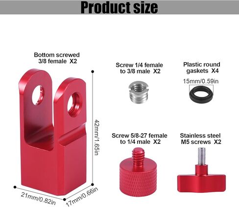 Boxob 2 Set Metal Microphone Mount Adapter لـ HyperX Quadcast ، متوافق مع حامل ميكروفون Quadcast HyperX وذراع الطفرة مع ملحق محول المسمار 3/8 "أو 1/4 بوصة للميكروفون (أحمر) in Saudi Arabia