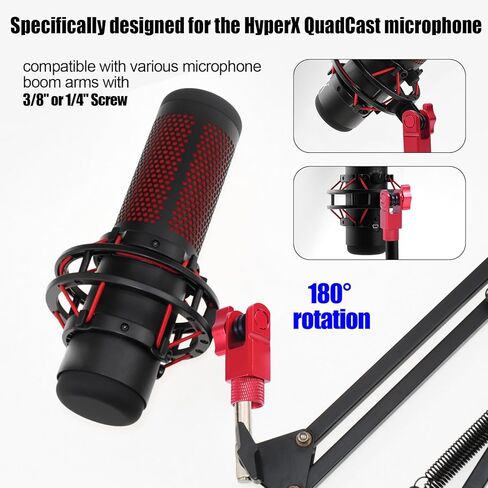 Boxob 2 Set Metal Microphone Mount Adapter لـ HyperX Quadcast ، متوافق مع حامل ميكروفون Quadcast HyperX وذراع الطفرة مع ملحق محول المسمار 3/8 "أو 1/4 بوصة للميكروفون (أحمر) in Saudi Arabia