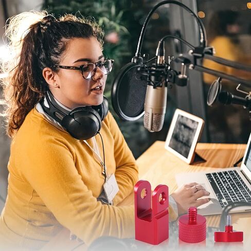 Boxob 2 Set Metal Microphone Mount Adapter لـ HyperX Quadcast ، متوافق مع حامل ميكروفون Quadcast HyperX وذراع الطفرة مع ملحق محول المسمار 3/8 "أو 1/4 بوصة للميكروفون (أحمر) in Saudi Arabia