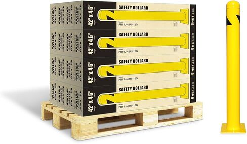 1 حزمة - سلامة بولارد 24'H X 4.5'D ، 12GA (2.7 مم) ، BASE -8X8 '' ، مع 4 مسامير مرساة مجانية ، ومسحوق صفراء شديدة السلامة المغلفة حاجز السيارات in Saudi Arabia