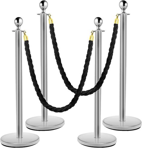 2Pcs 5Ft Stanchion Rope with Snap Hooks, Twisted Post Ropes, Crowd Control Ropes Barrier with Hooks for Engagement Hotel Banquets Parties Venues Decoration (Black Golden) in Saudi Arabia