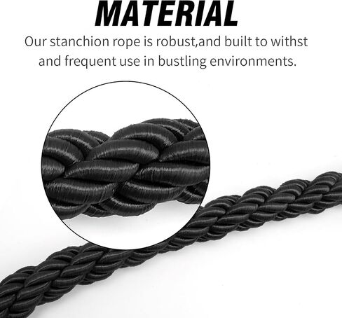 2Pcs 5Ft Stanchion Rope with Snap Hooks, Twisted Post Ropes, Crowd Control Ropes Barrier with Hooks for Engagement Hotel Banquets Parties Venues Decoration (Black Golden) in Saudi Arabia