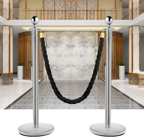 2Pcs 5Ft Stanchion Rope with Snap Hooks, Twisted Post Ropes, Crowd Control Ropes Barrier with Hooks for Engagement Hotel Banquets Parties Venues Decoration (Black Golden) in Saudi Arabia