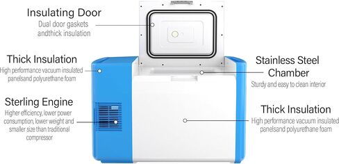 Deep Freezer -86°C Ultra Low Temperature 0.8 CUFT (20L), Lab Freezer with Thermostatic Alarm System, -122°F, 110V for Laboratory Sample Storage in Saudi Arabia