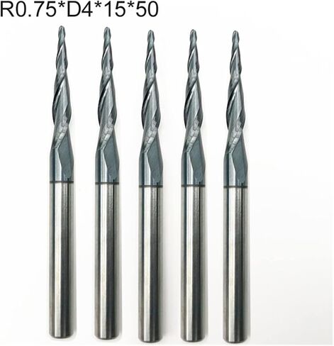 10pcs / lot r0.75 * d4 * 15 * 50l * 2f carbide solid 4mm Bulbous Cone Milling Cnc Cnc. قاطع طحن طحن المعادن المخروطي in Kuwait