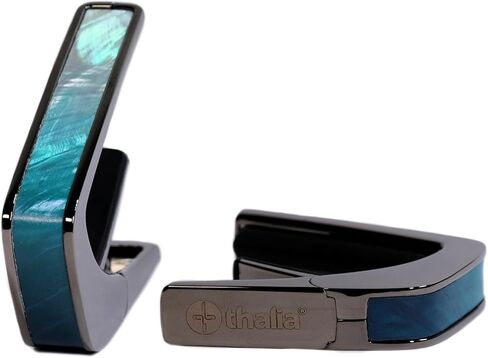 Thalia Guitar Capo for Acoustic and Electric - Series Deluxe with Universal Human Touch Fets - Capo Premium for Acoustic Guitar 6 و 12 String ، Electric & Classical - Black Chrome - Azure Seas in Kuwait