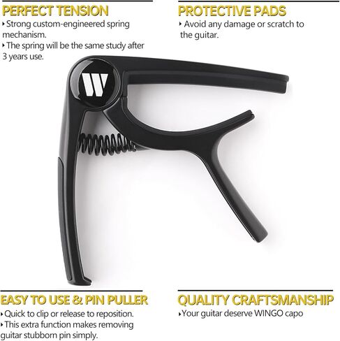 WINGO Guitar Capo for Acoustic and Electric Guitars, Ukulele, Mandolin, Banjo - Black. in Kuwait
