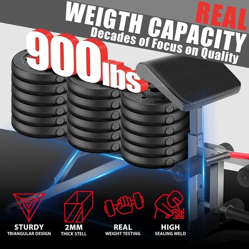 OPPSDECOR 900LBS Adjustable Weight Bench Press with Leg Extension and Preacher Curl Pad, Flat Incline Decline Utility Workout Bench for Home Gym Exercise in Kuwait