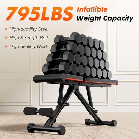 Sweetcrispy Ajustable Weight Bench لصالة الألعاب الرياضية المنزلية ، مقعد تجريبي قابل للطي لممارسة التمارين الرياضية الكاملة أو التدريب على القوة ، 795 رطلاً. in Saudi Arabia