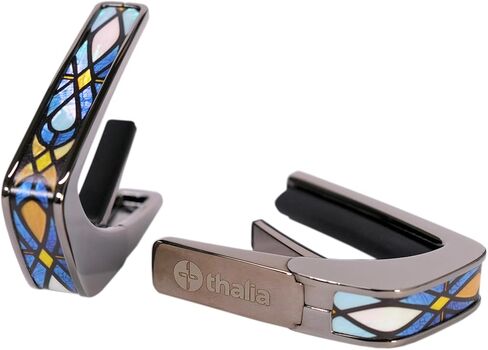 Thalia Guitar Capo for Acoustic and Electric - Series Deluxe with Universal Human Touch Fets - Capo Premium for Acoustic Guitar 6 و 12 String ، Electric & Classical - Black Chrome - Azure Seas in Kuwait