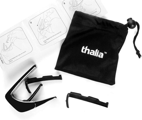 Thalia Guitar Capo for Acoustic and Electric - Series Deluxe with Universal Human Touch Fets - Capo Premium for Acoustic Guitar 6 و 12 String ، Electric & Classical - Black Chrome - Azure Seas in Kuwait