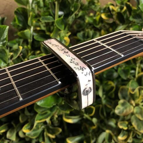 Thalia Guitar Capo for Acoustic and Electric - Series Deluxe with Universal Human Touch Fets - Capo Premium for Acoustic Guitar 6 و 12 String ، Electric & Classical - Black Chrome - Azure Seas in Kuwait