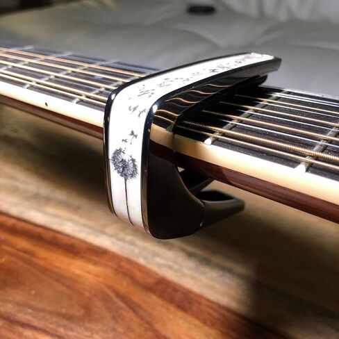 Thalia Guitar Capo for Acoustic and Electric - Series Deluxe with Universal Human Touch Fets - Capo Premium for Acoustic Guitar 6 و 12 String ، Electric & Classical - Black Chrome - Azure Seas in Kuwait