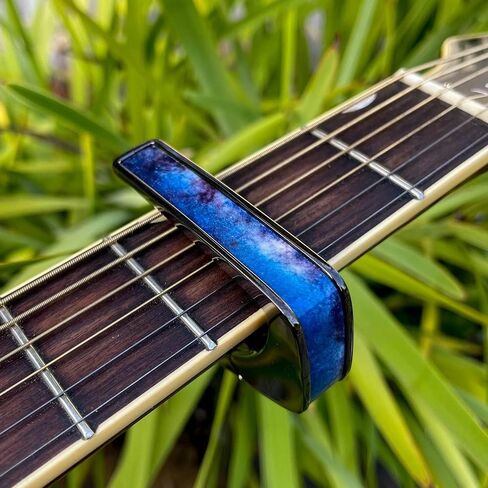 Thalia Guitar Capo for Acoustic and Electric - Series Deluxe with Universal Human Touch Fets - Capo Premium for Acoustic Guitar 6 و 12 String ، Electric & Classical - Black Chrome - Azure Seas in Kuwait