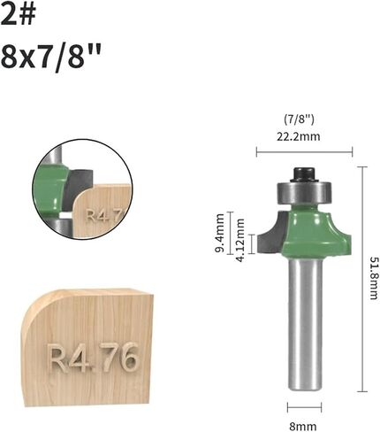 1pc 8mm زاوية زاوية جولة بت بت بتات طحن النجارة الخشبية لخشب البت مطحنة Carbide Cutter End Mill (8x34.9) in Saudi Arabia