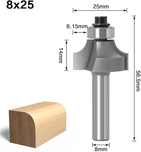1pc 8mm shank round-router bits for wood woodworking tool 2 flute endmill with enbing ronding crout round bit bit (8x25b) in Kuwait