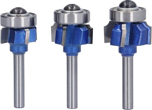 3pcs round round router router - قاطع طحن الخشب مع تصميم 4 الناي ، 6 مم ، R1 R2 R3 للتشذيب in Kuwait