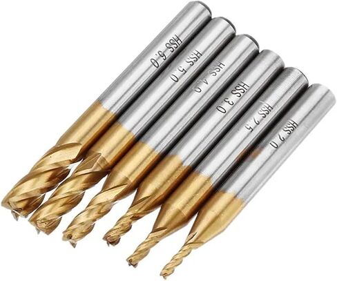 6pcs قاطع الطحن مجموعة 2-6 مم طلاء HSS 4 الفلوت نهاية مطحنة قاطعة 6 مم مستقيم شانك حفر القطع الكبرى مجموعة الطحن مجموعة الطحن in Kuwait