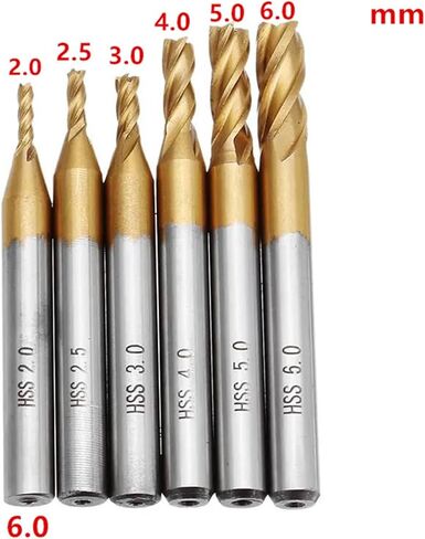 6pcs قاطع الطحن مجموعة 2-6 مم طلاء HSS 4 الفلوت نهاية مطحنة قاطعة 6 مم مستقيم شانك حفر القطع الكبرى مجموعة الطحن مجموعة الطحن in Kuwait
