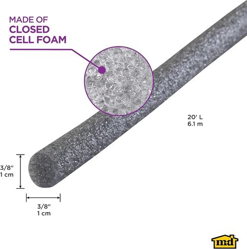 M-D Building products 71464 - Versatile Caulk Backer Rod Set 3/8-by-20 Feet, Gray - Essential Foam Rods for Precise Caulking and Sealing in Saudi Arabia