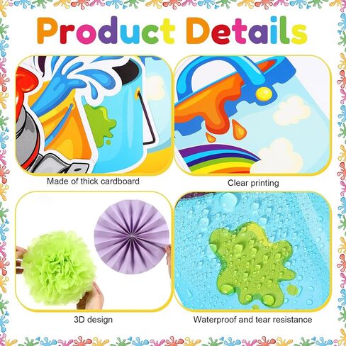 Pasimy Classroom Bulletin Board Decorations Painting Art Cutouts Bulletin Board Set 3D Classroom Decoration with Tissue Paper Flowers Paper Fans Back to School Decor for School Wall (Vivid) in Saudi Arabia