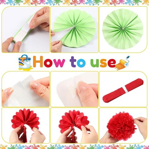 Pasimy Classroom Bulletin Board Decorations Painting Art Cutouts Bulletin Board Set 3D Classroom Decoration with Tissue Paper Flowers Paper Fans Back to School Decor for School Wall (Vivid) in Saudi Arabia