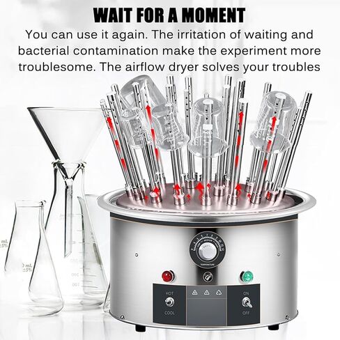 Electric Glassware Drying Rack,Lab Airflow Dryer w/Holes Drying Pipes and Sink,Adjustable Temperature 40-120°,No Residual Water Stains (20 holes) in Saudi Arabia