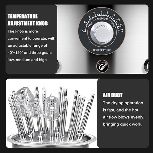Electric Glassware Drying Rack,Lab Airflow Dryer w/Holes Drying Pipes and Sink,Adjustable Temperature 40-120°,No Residual Water Stains (20 holes) in Saudi Arabia