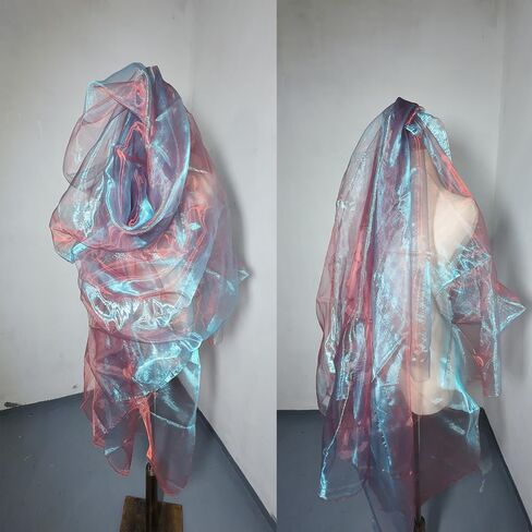 Two Tone Sheer Organza Fabric Iridescent -3.3 Yard Long,59-Inch Wide - for DIY,Sewing Crafts,Wedding & Party Decorations,Tulle,Gauze,Fabric Decorative Edge,Handicraft Enthusiasts（Two Tone Purple red） in Saudi Arabia