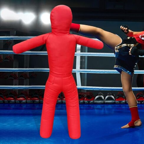 Fighting Training Dummy 130cm Tall Unfilled Exercise Easy Carrying Sturdy Karate Training Equipment Tackling Dummy PU Leather in Kuwait