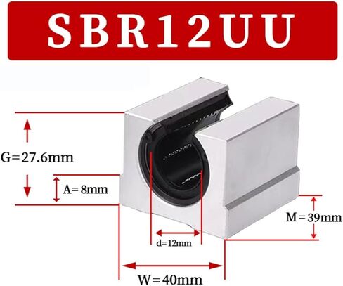 4pcs SBR10UU SBR12UU SBR16UU SBR10LUU SBR12LUU Linear Bearing 10mm 12MM Linear Slider(SBR12UU) in Kuwait