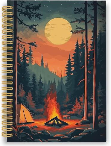 Vintage Mountain Hiking Spiral Notebook, Nature Hiker Journaling Notebooks for Men Women, Forest Scenery Hardcover Journals for Office 160 Pages 5.5 x 8.3 Inch, Hiking Gifts for Women Men in Saudi Arabia
