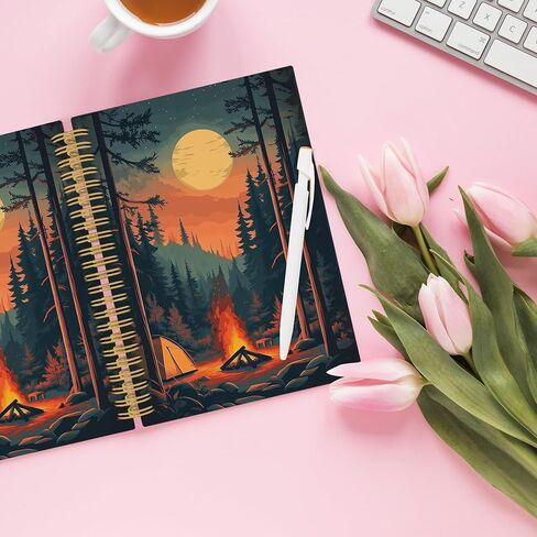 Vintage Mountain Hiking Spiral Notebook, Nature Hiker Journaling Notebooks for Men Women, Forest Scenery Hardcover Journals for Office 160 Pages 5.5 x 8.3 Inch, Hiking Gifts for Women Men in Saudi Arabia