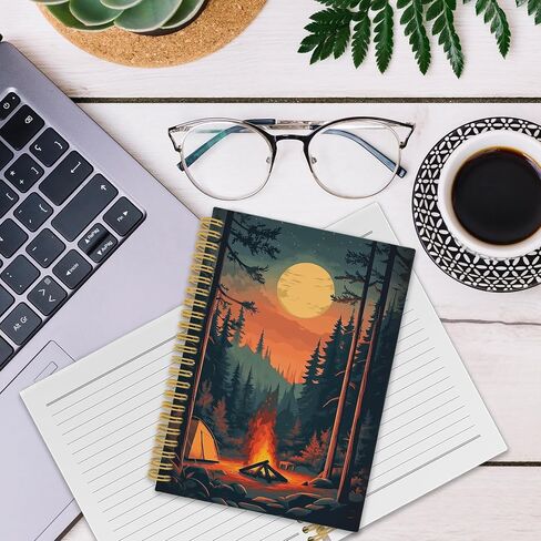 Vintage Mountain Hiking Spiral Notebook, Nature Hiker Journaling Notebooks for Men Women, Forest Scenery Hardcover Journals for Office 160 Pages 5.5 x 8.3 Inch, Hiking Gifts for Women Men in Saudi Arabia