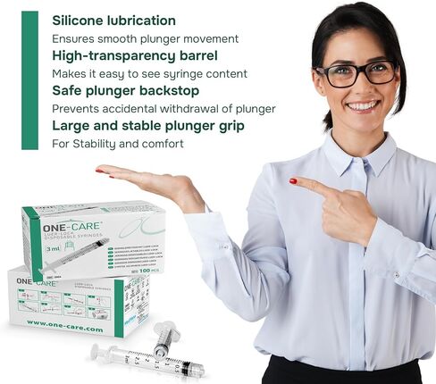 MediVena ONE-CARE 1ml Luer-Lock Syringes, Sterile, Low Dead Space, 100/bx Blister-Packed Syringes 1cc in Kuwait