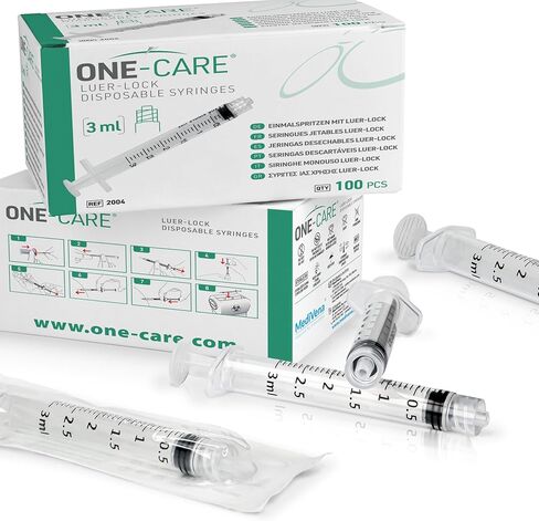 MediVena ONE-CARE 1ml Luer-Lock Syringes, Sterile, Low Dead Space, 100/bx Blister-Packed Syringes 1cc in Kuwait