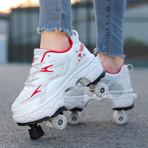 أحذية التزلج على الجليد للفتيات - زلاجات أحذية رياضية قابلة للسحب للنساء أحذية Wheelies Men 2 in 1 kates و Blades Zapatos Patines Para Niñas in Kuwait