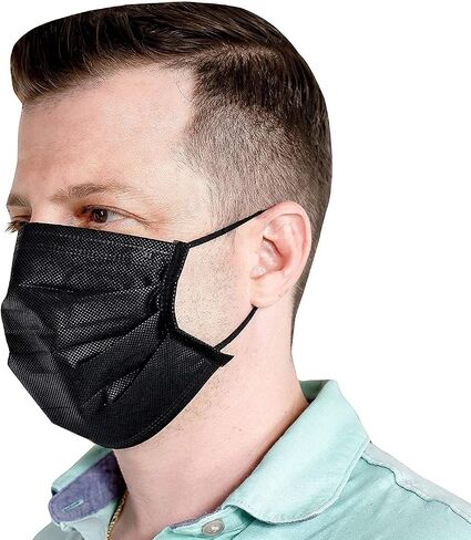 Montana West 2000 PCS BLAK FACE SANCKS (40 حزمة ، 50pcs/pack) ، أقنعة ثلاث طبقات سميكة غير منسوجة مع إيرلووب قابل للتعديل in Saudi Arabia