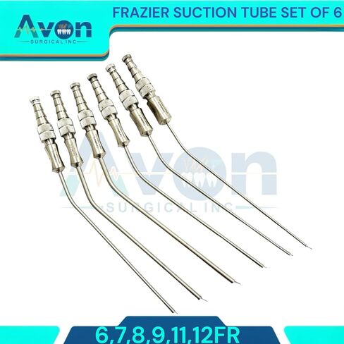 Stainless Steel Frazier Suction Tubes with Finger Valve & Obturator - 6FR, 7FR, 8FR, 9FR, 11FR, 12FR - with Storage Case (6PC Kit) in Saudi Arabia