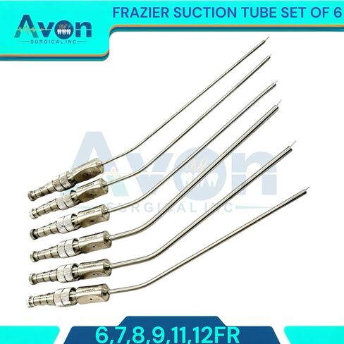 Stainless Steel Frazier Suction Tubes with Finger Valve & Obturator - 6FR, 7FR, 8FR, 9FR, 11FR, 12FR - with Storage Case (6PC Kit) in Saudi Arabia