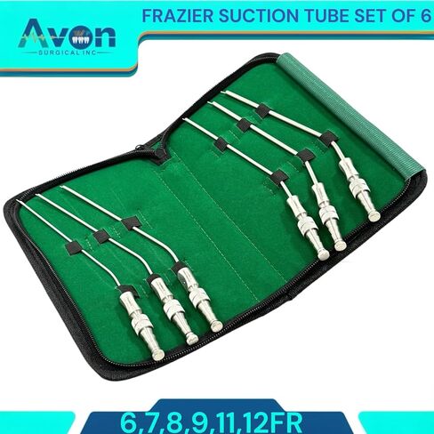 Stainless Steel Frazier Suction Tubes with Finger Valve & Obturator - 6FR, 7FR, 8FR, 9FR, 11FR, 12FR - with Storage Case (6PC Kit) in Saudi Arabia