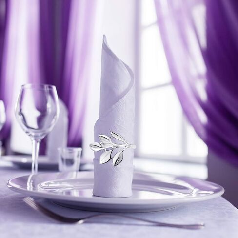 Hotop 50 PCS REAP FELED RINGS مجموعة من المناديل المعدنية الفضية حلقات حاملي حاملي الجدول اللامع بزخرفة لعروض الزفاف الزفاف عطلات عيد الميلاد العطلات الخريف الخريف. in Saudi Arabia