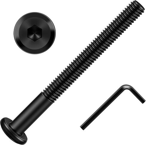 M6 x 16mm Flat Head Socket Cap Screws Bolts 20Pcs, Carbon Steel M6 Furniture Bolts, Full Thread, Hex Drive, Black Finish(with Hex Spanner) in Saudi Arabia