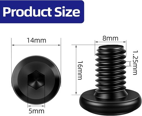 M6 x 16mm Flat Head Socket Cap Screws Bolts 20Pcs, Carbon Steel M6 Furniture Bolts, Full Thread, Hex Drive, Black Finish(with Hex Spanner) in Saudi Arabia