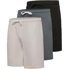 Real Essentials 3 Pack: Men’s 9" Cotton Fleece Sweat Short – Casual Gym, Lounge & Sleep Shorts with Pockets in Saudi Arabia