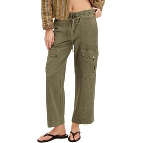 سراويل شحن من القطن Cicy Bell Womens Low Rise Carretring Wide Wide Leg Disual Pants مع جيوب متعددة in Kuwait