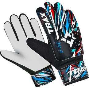 Trax Soccer Goalie Gloves for Kids Boys Children Youth Funky Football Goalkeeper Gloves 4mm Anti-Slip Latex Palm with Finger Spine and Double Wrist Wrap Protection Super Strong Grips in Saudi Arabia