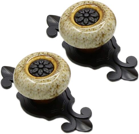 Vintage Ceramic Knobs, 2 pcss Cabinet Pulls with Screw, Single Hole European Ceramic Cabinet Furniture Knobs Kitchen Handle Drawer Cartoon Knobs (Color : White) in Saudi Arabia