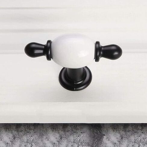 Vintage Ceramic Knobs, 2 pcss for Bathroom Cabinet Kitchen Wardrobe Pulls, Drawer Pulls, Black (Color : Black, Size : Single Hole) in Kuwait